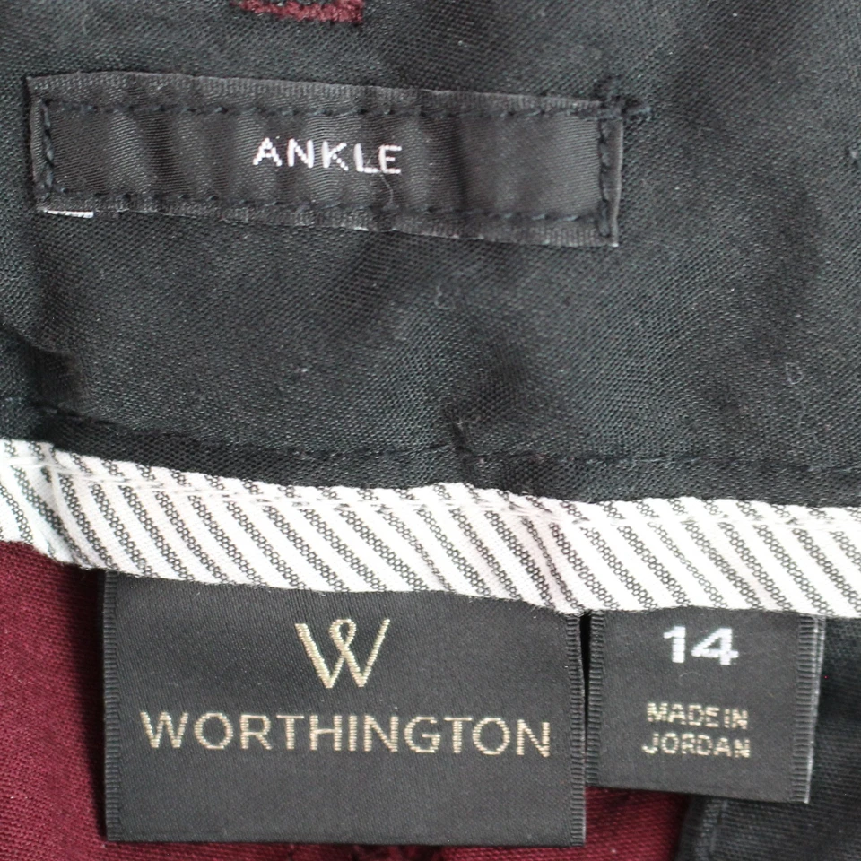 Worthington Wine Red Cotton Ankle Pants Women's Size 14 Good Condition - Image 4 of 4
