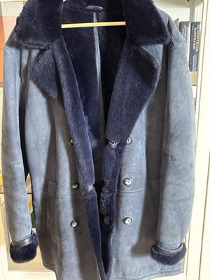 Gian Mori Herren Lammfellmantel Gr. 52 Dunkelblau Echtfell Shearling Jacke