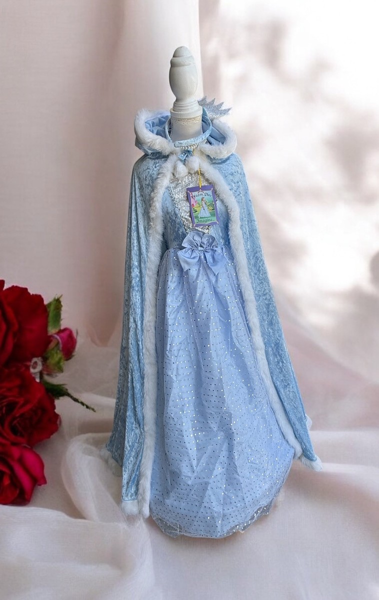 Dream Play Imagine Light Blue Velour Princess Dress Costume and Cape,  Girl's 7/8