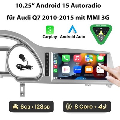 10.25'' Für Audi Q7 MMI 3G 2010-15 6+128GB Carplay Android Autoradio GPS NAVI BT
