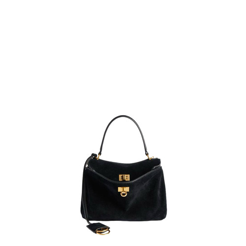 BALENCIAGA Rodeo Mini $2990 Black Suede Handbag New And Authentic