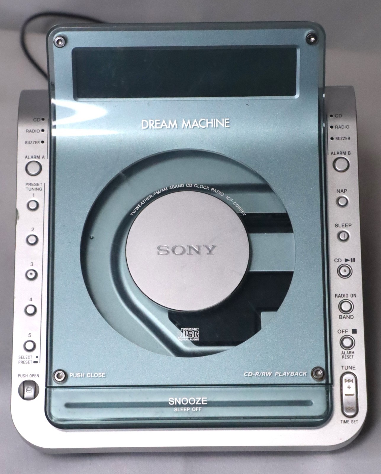 Sony Dream Machine Alarm Clock CD Player Radio ICF-CD855V - Tested. Great Sound