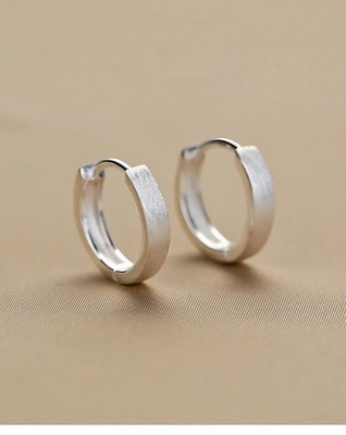925 Sterling Silver Round Stud Earrings Women Vintage Shiny Hypoallergenic Gift