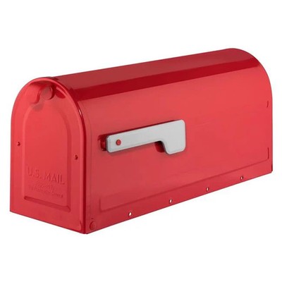 MB1 Post Mount Mailbox - Red with Silver Flag - Medium #7600R
