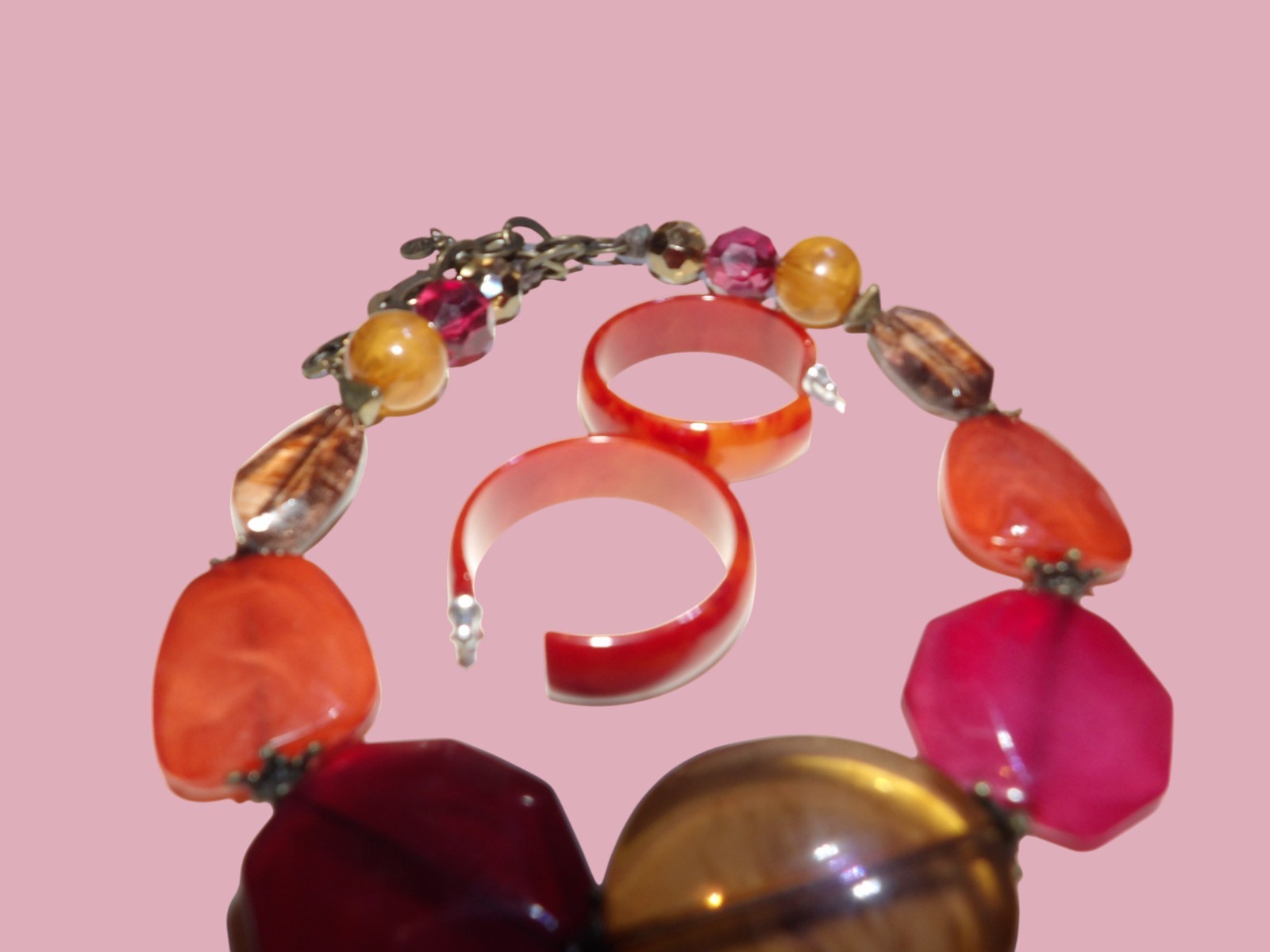 Ruby Rd Chunky Statement Necklace POPPIN Red Oran… - image 13