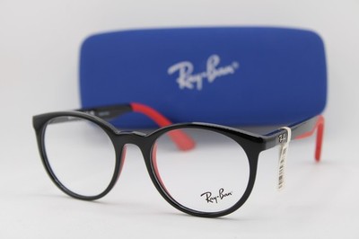 NEW RAY-BAN JUNIOR RB 1628 3928 BLACK RED AUTHENTIC W/CASE EYEGLASSES 48-16
