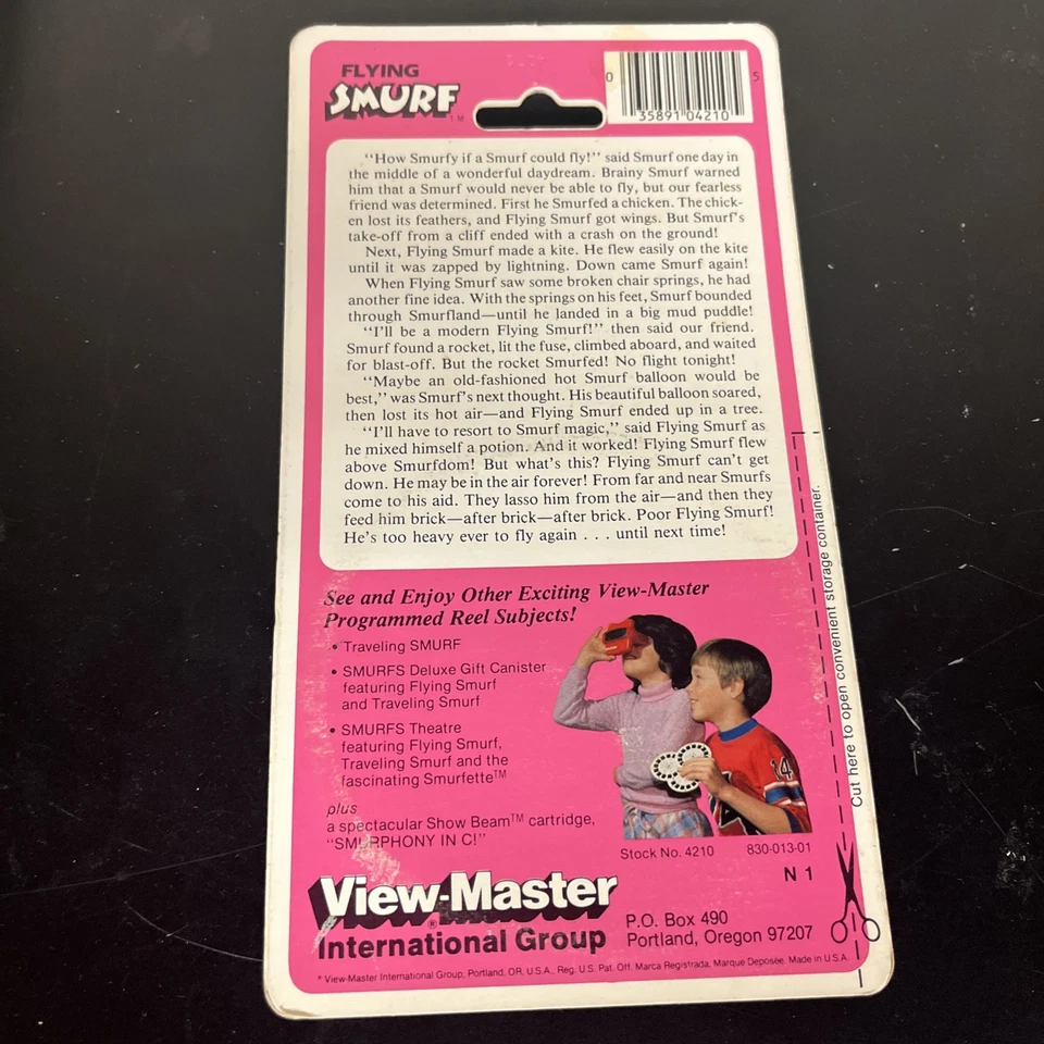 Flying Smurf View-Master 3 Reels, 21 3D Pictures, 1982 Vintage Smurfs Peyo NOS* - Image 2 of 4