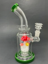 Hookah Water Pipe Glass 8.5" Green Mushroom Percolator Beaker Tobacco Bong