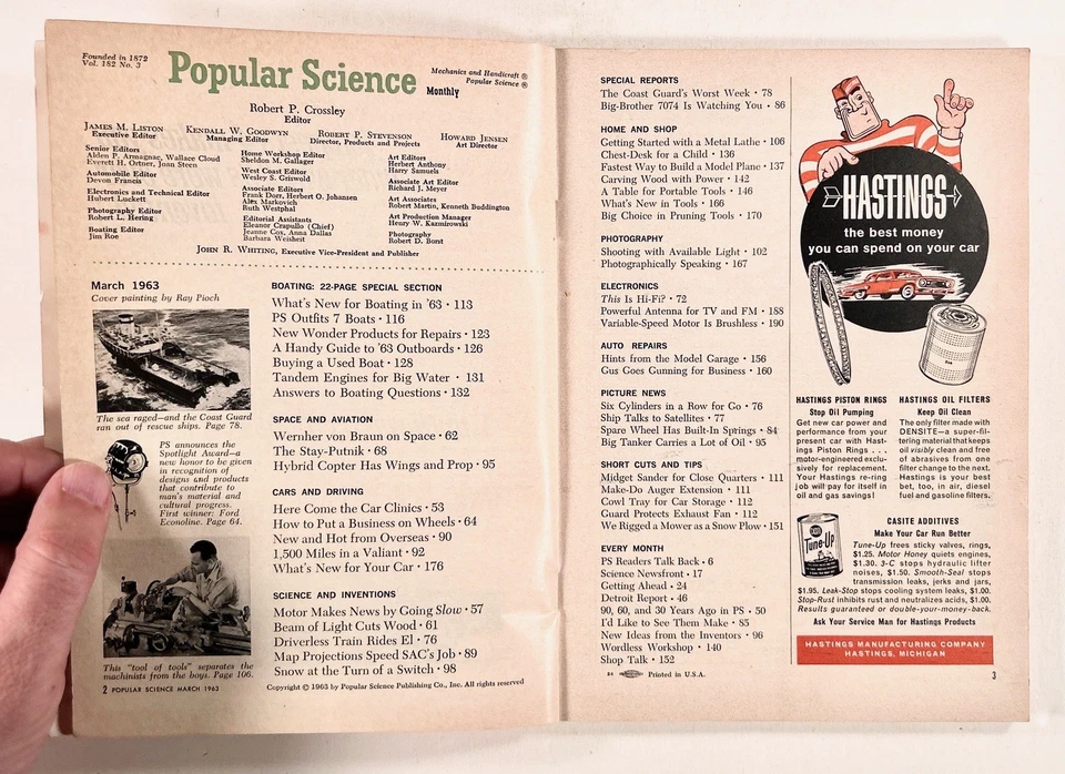 1963 Mar POPULAR SCIENCE Buying a Boat WENHER VON BRAUN ON SPACE hybrid copters - Image 4 of 4