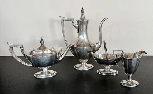 Gorham Plymouth Sterling Silver Tea, Coffee, Sugar, Creamer 4 Pc Set  1090 Grams