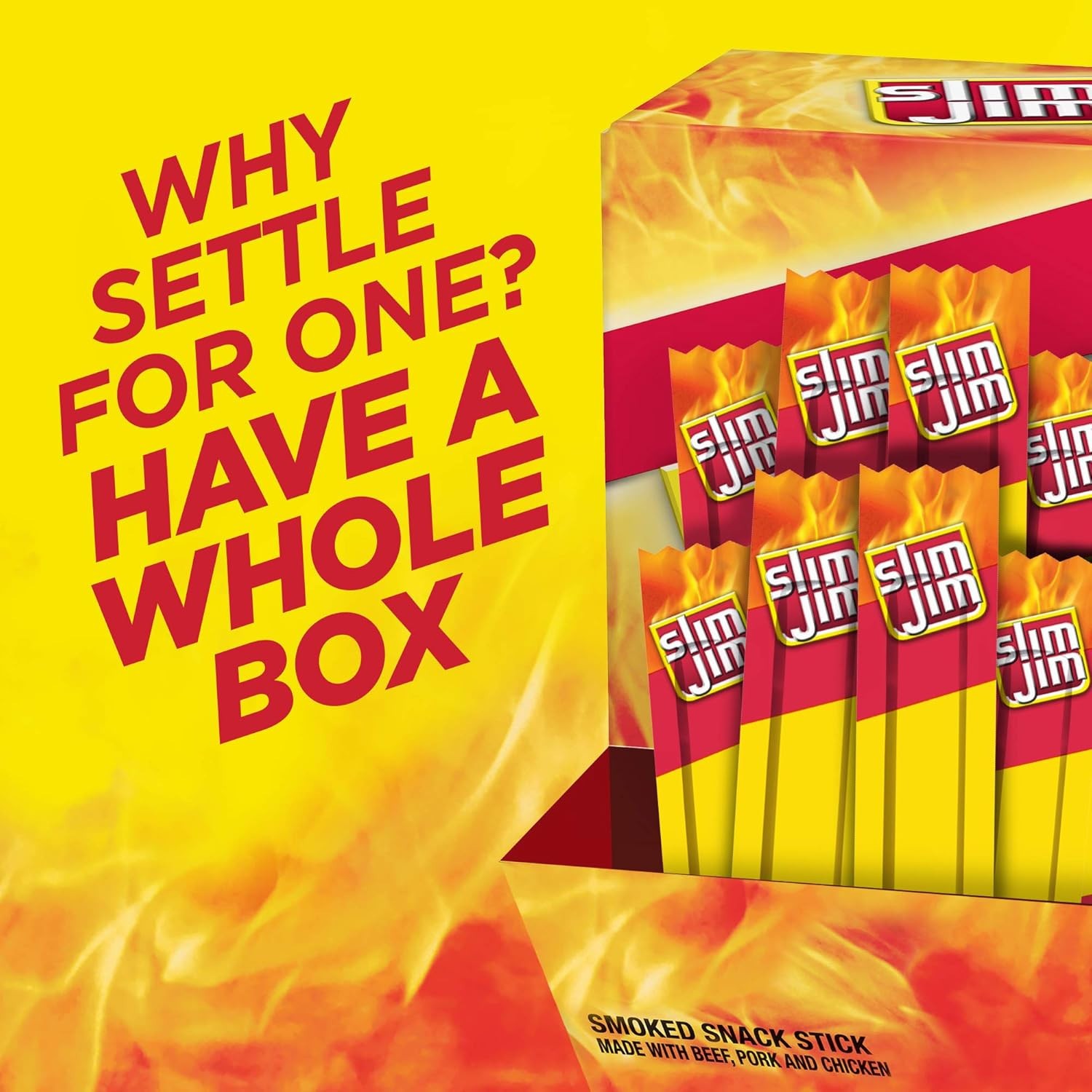 Slim Jim Original Smoked Snack Sticks 0.44 Ounces, 100 Per Box FREE SHIPPING USA