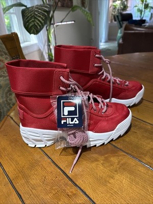 New Sz 9.5 Women FILA Disruptor Ballistic Shoe Boot Platform Red 5FM00796-616