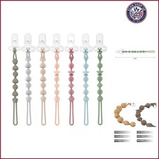 7 Pack Silicone Pacifier Clips, Pacifier Holder with One Piece Design