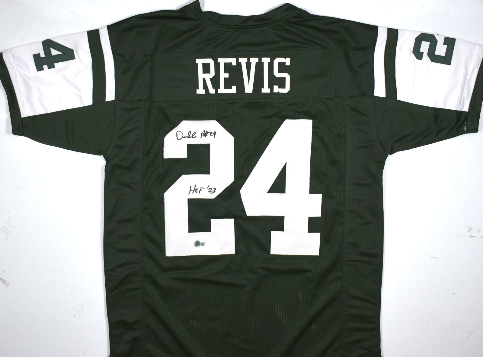 Darrelle Revis Autographed Signed New York Jets Green Pro Style Jersey w/HOF - Beckett W Hologram *2 