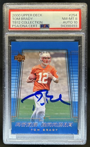 2000 Upper Deck Tom Brady TB12 Rookie RC #254 Patriots PSA 8 Auto Autograph 10