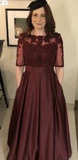 Beautiful Burgundy Lace And Satin Gown