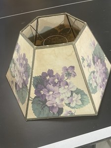 Upgradelights White Floral Hex 12 Inch Chimney Fitter Lampshade Replacement 7x12