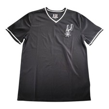  San Antonio Spurs NBA Activewear Sports Short Sleeves Black Large Logo Shirt