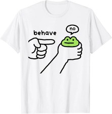 Dishonest Frog Funny Frog Meme Behave No Cartoon Design T-Shirt unisex T...