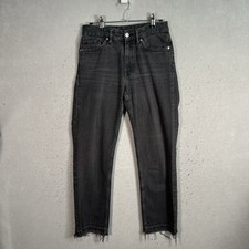ALL SAINTS AVA Raw Hem Washed Black Straight Cut Relaxed Leg JEANS Waist 26