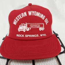 Western Wyoming Oil,  Rock Springs Red Snapback Cap Hat Vintage Mesh Back Conoco