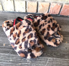 Comfy Women Slippers Size 7.5 - 8 Animal Print Slip On With Strap House Shoes