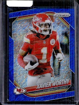 2025 Panini Prizm #197 Xavier Worthy Blue Shimmer #/35
