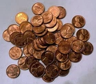 1957-P BU Roll of 50 Lincoln Wheat Cents - Actual Uncirculated Coins Shown