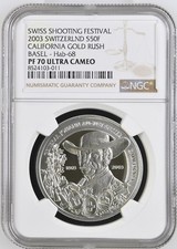 Switzerland 50 francs 2003  Basel Shooting Festival  NGC PF70 ULTRA CAMEO