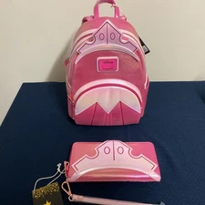 LOUNGEFLY DISNEY SLEEPING BEAUTY AURORA SHINY MINI BACKPACK AND WALLET NWT ✨