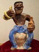 Stacy Lambert Southern Folk Art North Carolina Pottery Man Snake Whiskey Bottle