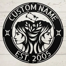 Custom Constellation Metal Sign Gemini Zodiac Art Personalized Astrology Gift