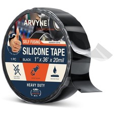 -Fusing Silicone Tape 1" x 36' x 20mil Black Repair Tape Waterproof, Heat...