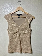 Rampage Y2K Babydoll Top Womens Medium Beige Lace Fairy Grunge Punk