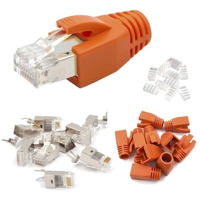 RJ45 Netzwerkstecker 10x Cat7 LAN Stecker schirmt PoE Plug orange