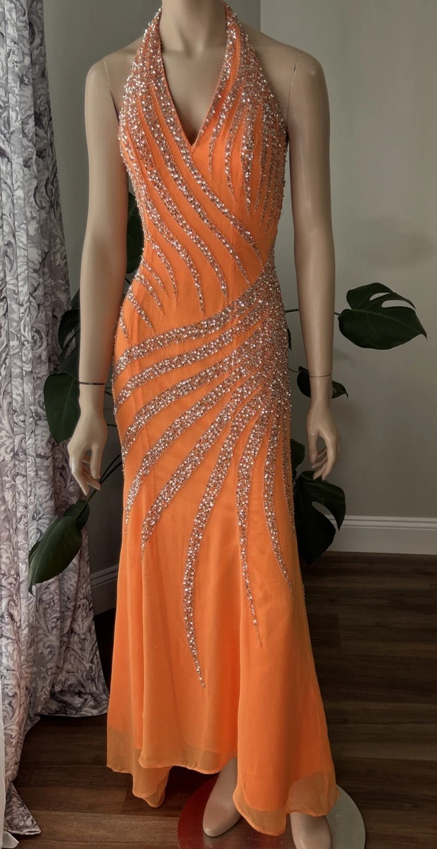strapless open back dress Burnt orange satin prom dress ballgown with pockets fg3911 – formalgowns main image 0