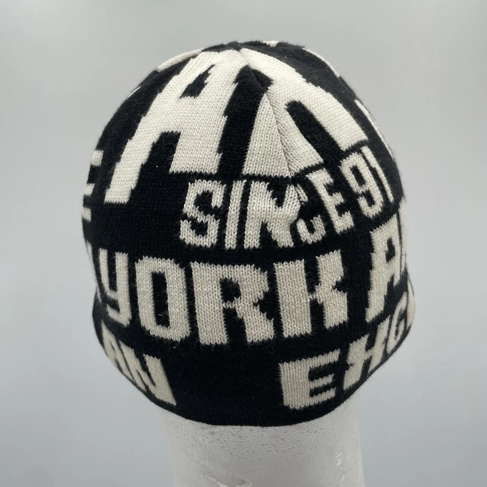 Gorro vintage Armani Exchange negro/blanco estampado por todas partes sombrero deletreado años 90 Y2K Foto 4 de 4