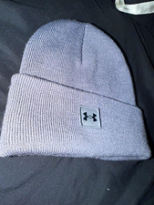 Under Armour Gray Knit Beanie Hat, One Size Men Acrylic Solid