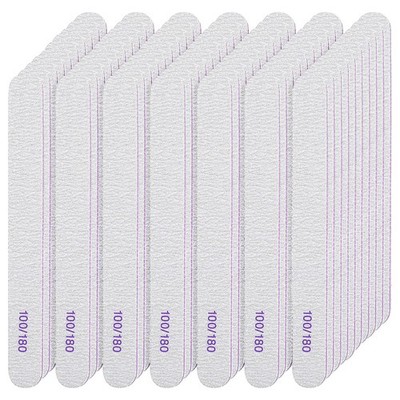 200 Pcs Nail Files 100/180 Grit Double Sides Emery Boards Reusable Nail Files...