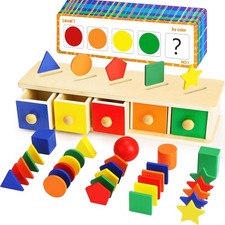 Montessori Toys Wooden Color  Shape Sorter for Toddlers 1-3, Matching...