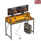 Ergonomic 120cm Computer Desk with Remote-Controlled LED Lights & Power Outlets