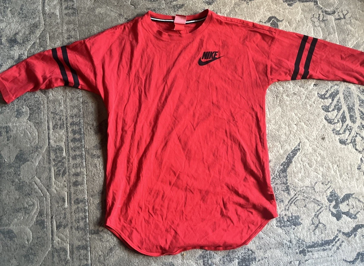 Nike Shirt Womens Adult Medium Red Swoosh Just Do It Logo Athletic Ladies