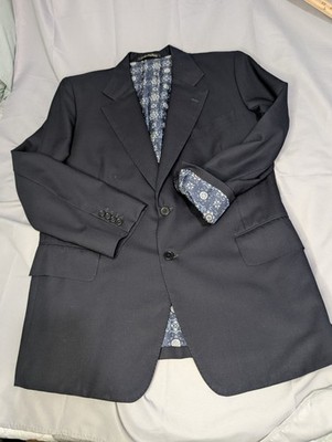 Vtg Bespoke Hong Kong Tailored Navy Blazer A. Man Hing Cheong Custom Lined 42R