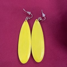 Bohemian Natural Wooden African Yellow Teardrop Dangle Earrings