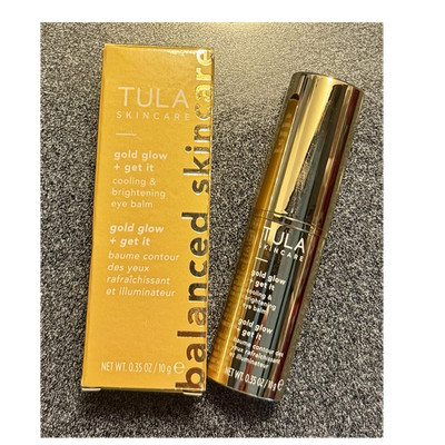 TULA Skincare Gold Glow + Get It Cooling Brightening Eye Balm 0.35 oz Retail $38