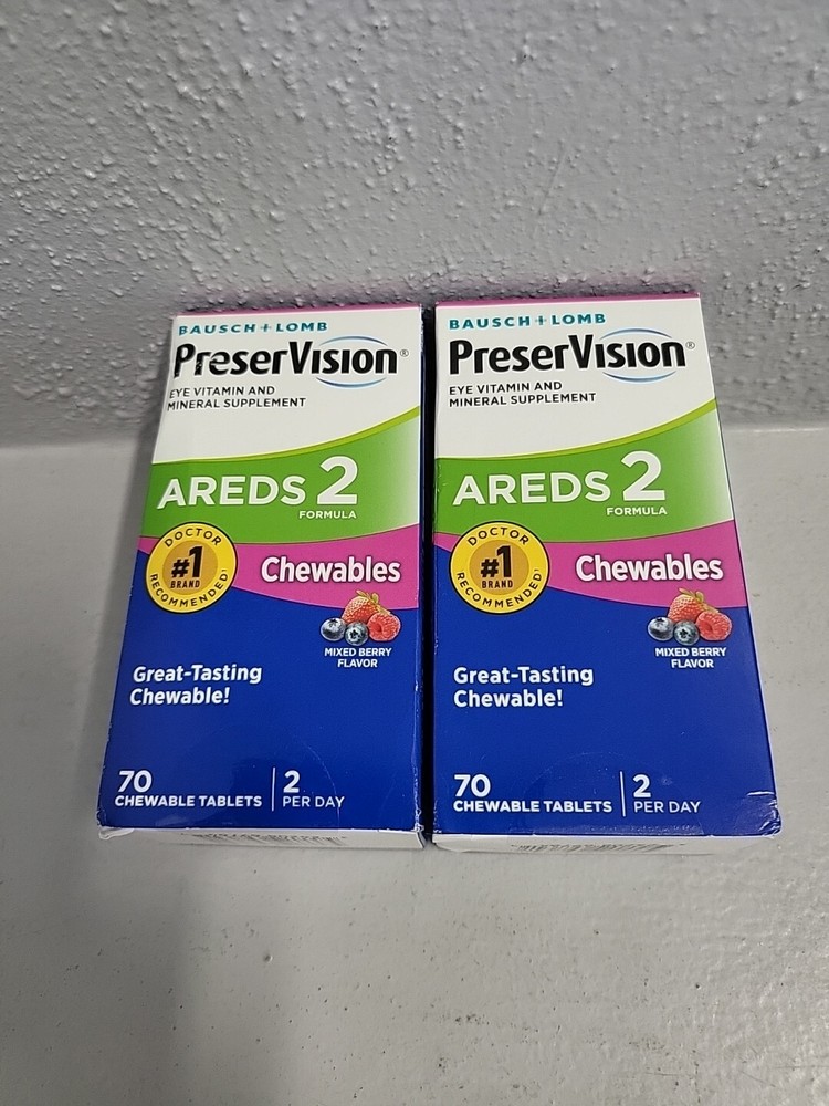 Lot Of 2 PreserVision Areds 2 Formula Eye Vitamin & Mineral 70 Chewables 11