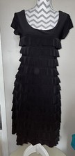 Frank Lyman Black ruffle dress short sleeved uk 10 Party Evening