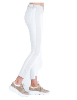 Luisa Cerano Colour Block Two Tone Skinny Jeans Off White/Stone 42/UK16 RRP £199