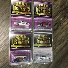 4-car Set 2020 Hot Wheels 34th LA Convention 55 Chevy 41 Willys 93 Nissan VW T1