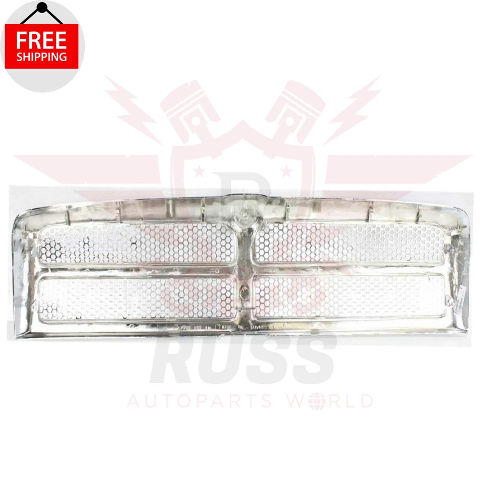 New Front Chrome Grille + OEM Emblem 2PC For 1994-2002 DODGE RAM 1500 2500 3500 - Imagem 4 de 4